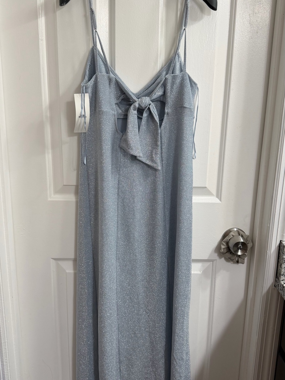 Urban outfitters Sparkle Light Blue Tie-Front Slip Dress